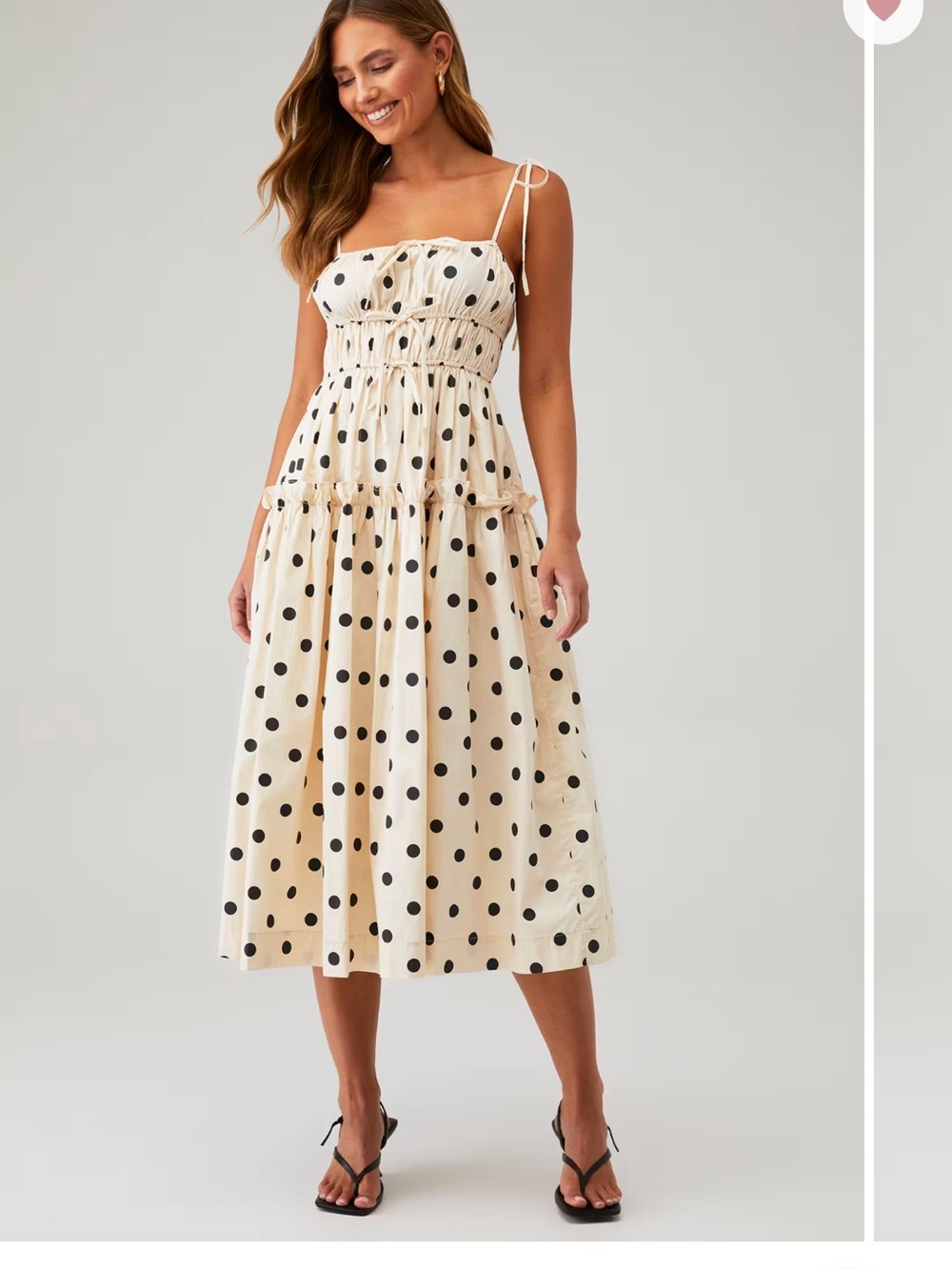 En Saison X FashionPass Alani Midi Dress - Natural and Black Polka Dots
